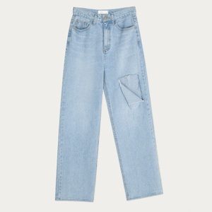 oak + fort CUTOUT STRAIGHT LEG DENIM, size S